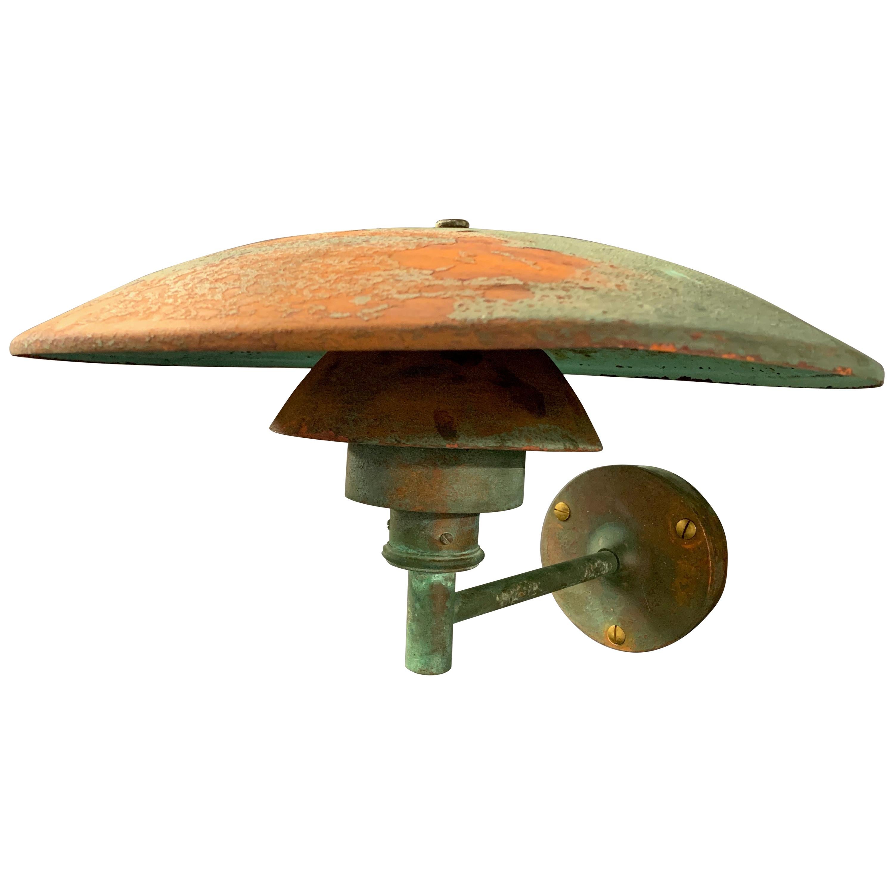 Crazy Patinated Poul Henningsen Copper Wall Scone For Sale