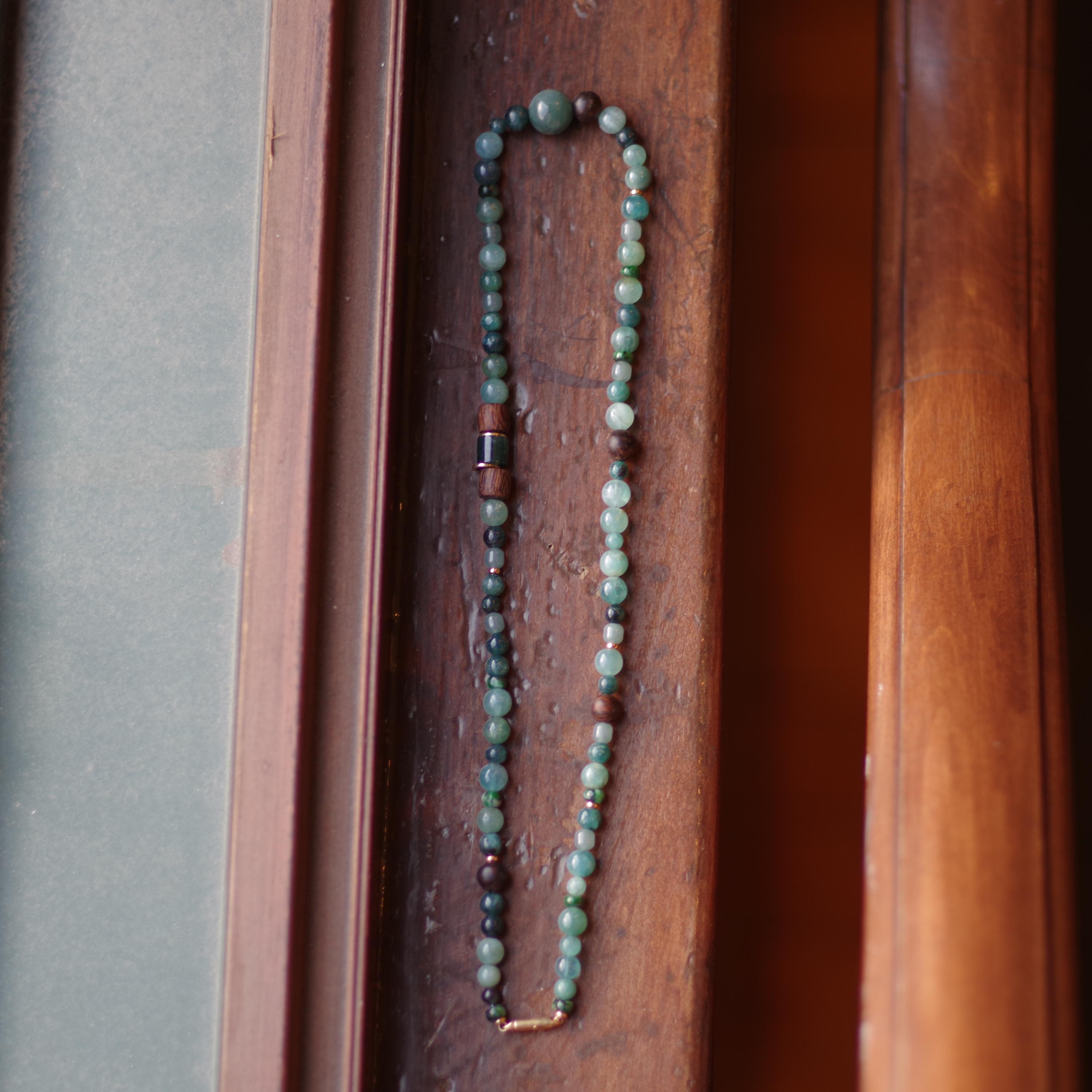 Collier Jadeite, Grandidierite, Wood Wood, Or 18K en vente 4