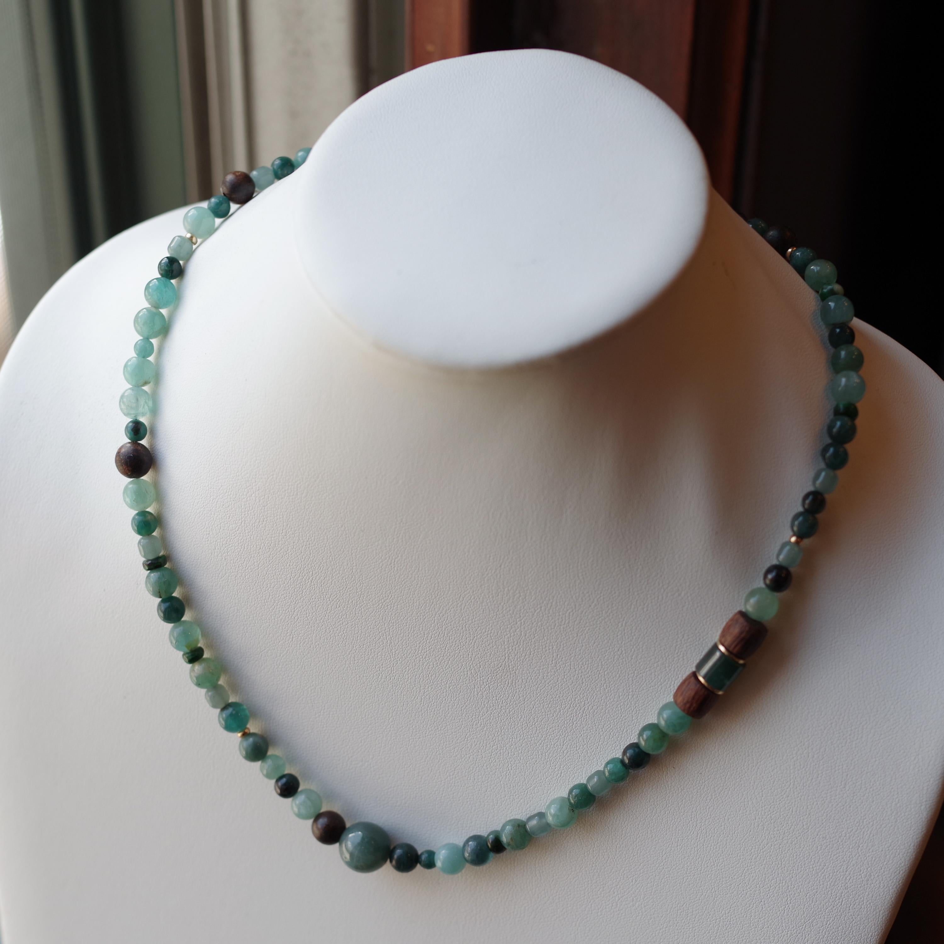Collier Jadeite, Grandidierite, Wood Wood, Or 18K Neuf - En vente à Southbury, CT