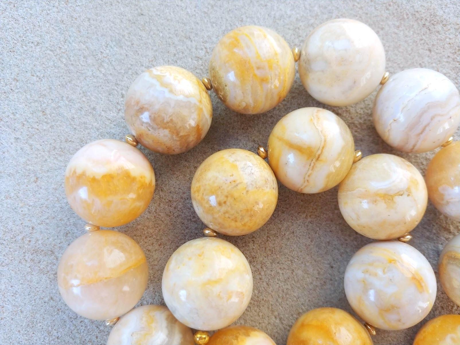 Bead Crazy Yellow Lace Agate Necklace For Sale
