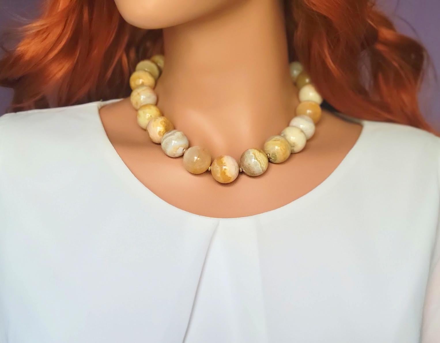 Crazy Yellow Lace Agate Necklace For Sale 1