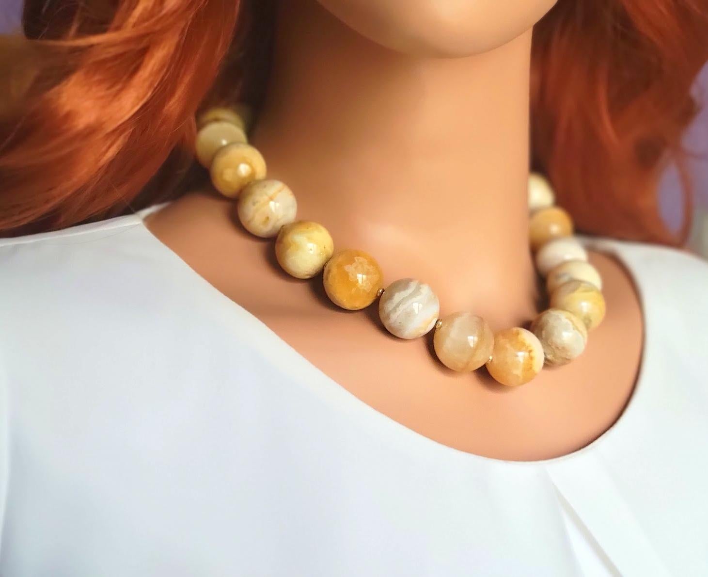 Crazy Yellow Lace Agate Necklace For Sale 2