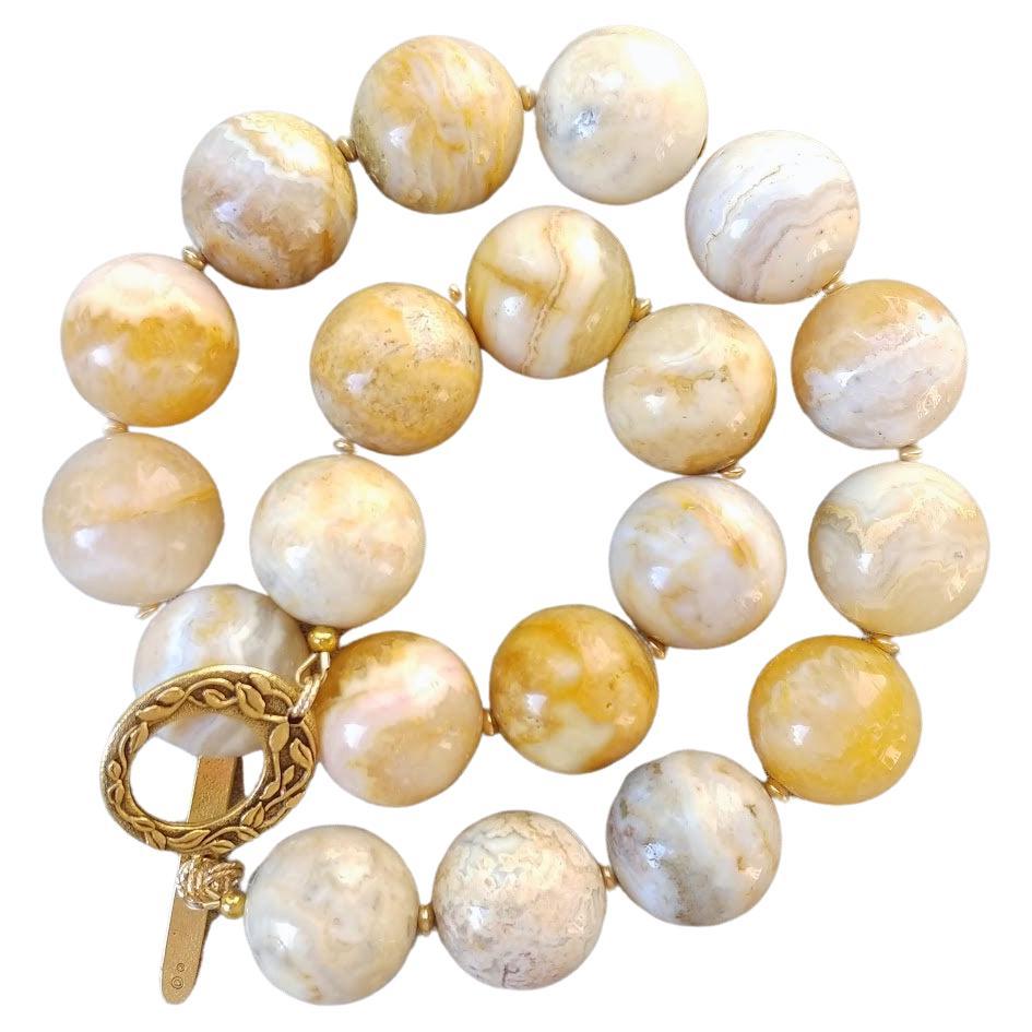 Collier Crazy Yellow Lace Agate en vente