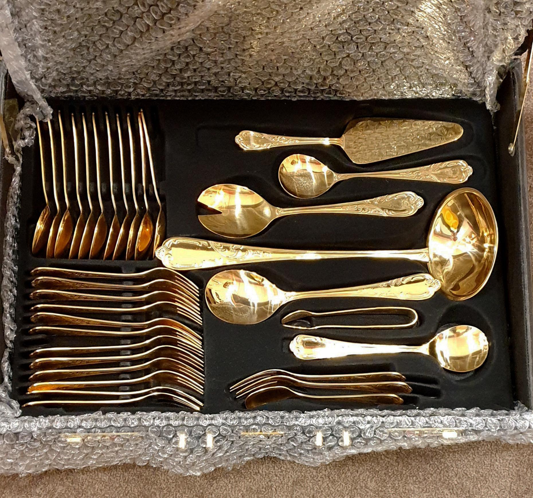 Women's or Men's CRC Flatware Solingen, Germany Stainless Steel 24 Karat Gold-Plated 