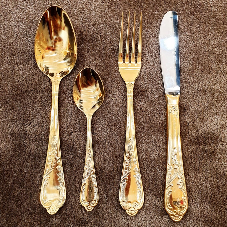 CRC Flatware Solingen, Germany Stainless Steel 24 Karat GoldPlated at