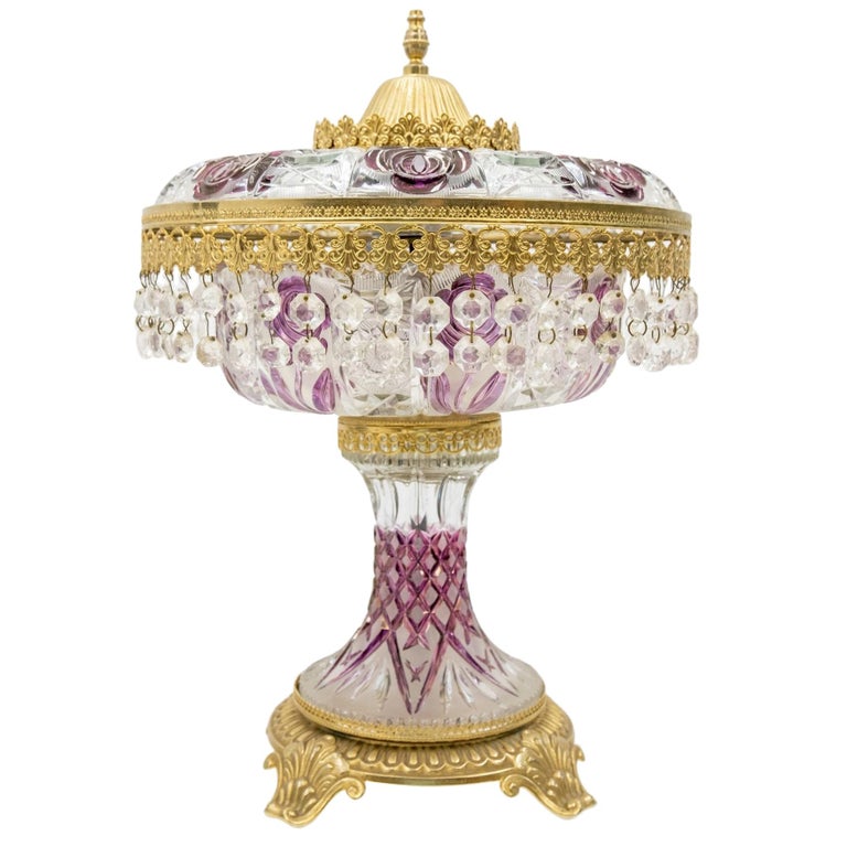 Cre Art Chrystal Table Lamp, Italy, 1970s For Sale at 1stDibs