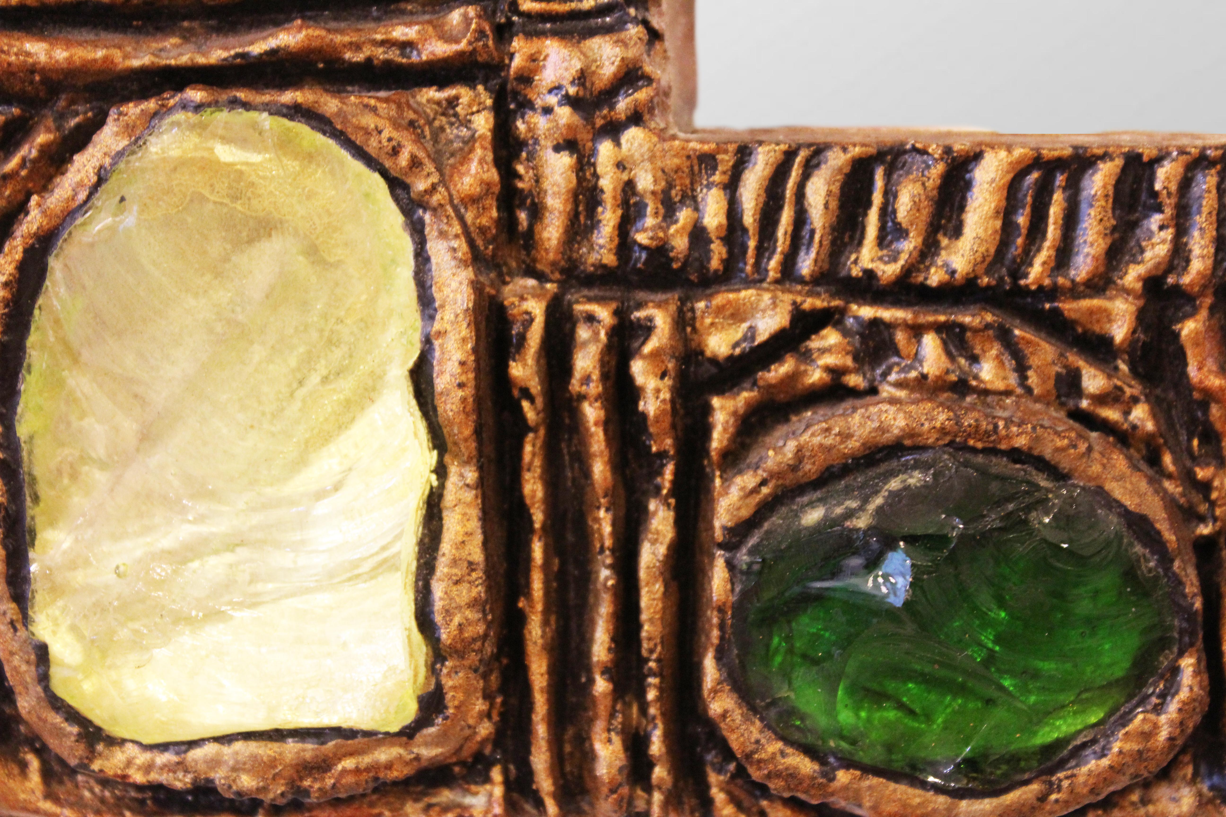 Brutalist Creaciones Gobesso Green Murano Glass Mirror For Sale