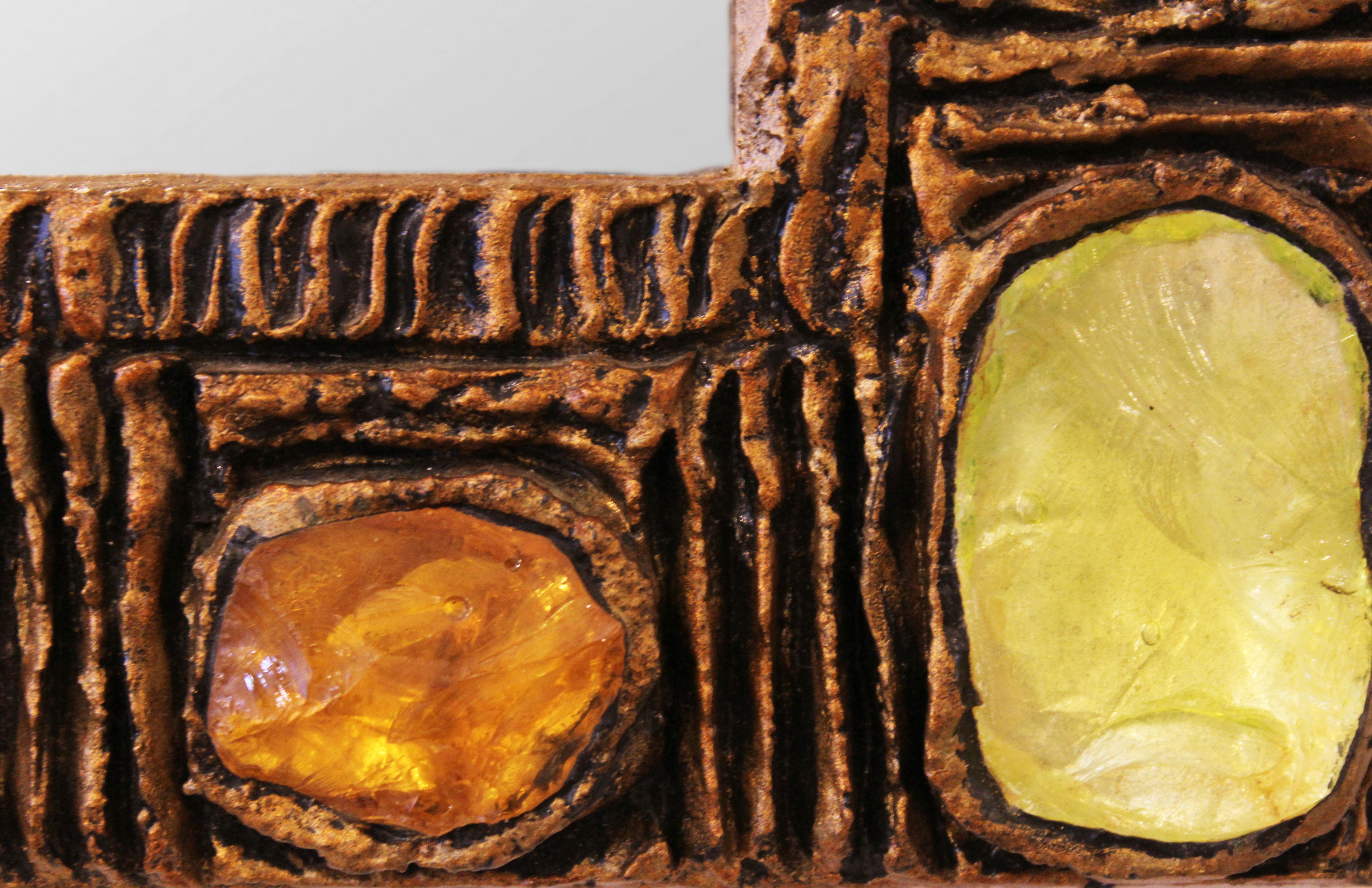 Italian Creaciones Gobesso Green Murano Glass Mirror For Sale