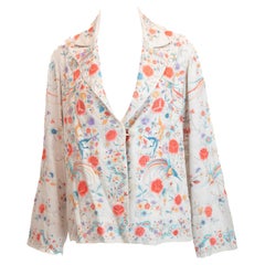 Blazer in seta ricamato a fiori color crema degli anni '40
