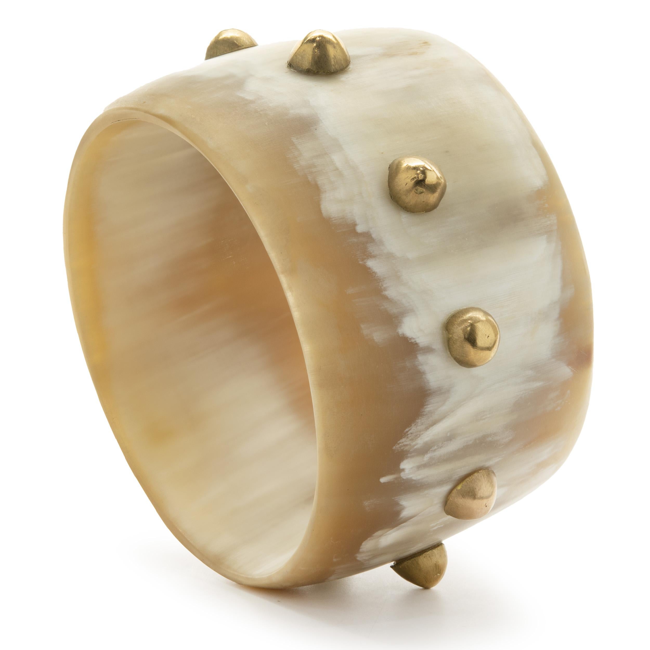 Cream Acrylic Spike Cuff Bracelet In Excellent Condition For Sale In Scottsdale, AZ