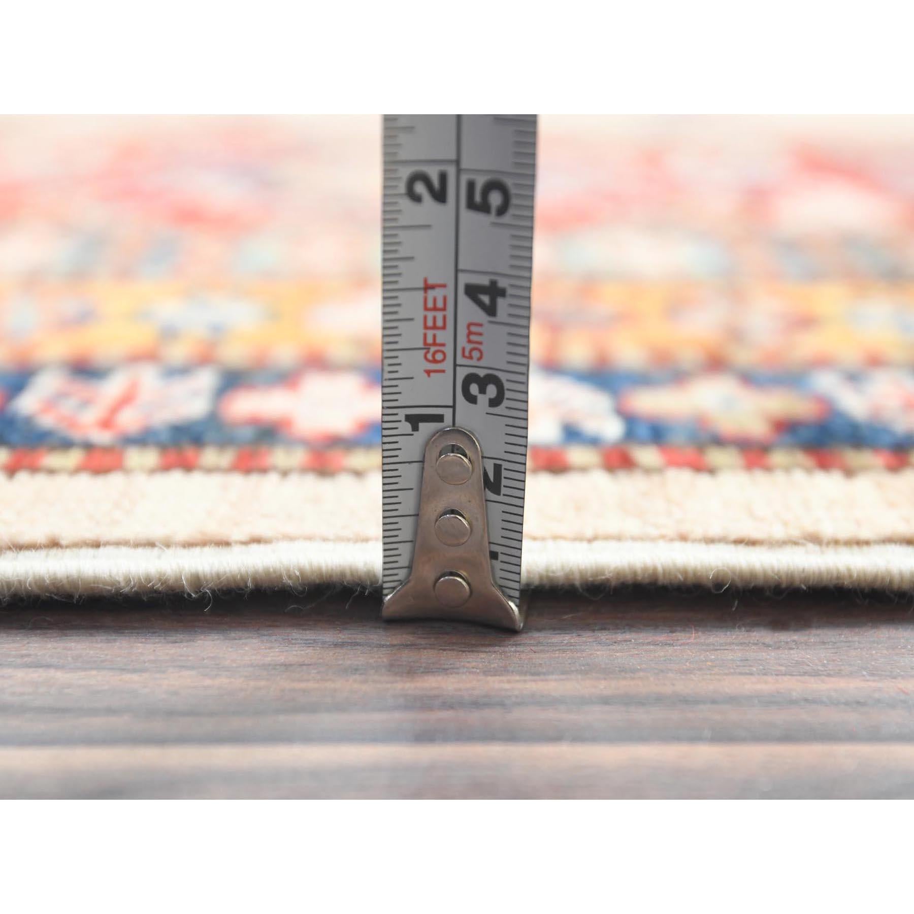 Tapis Oriental Crème Afghan Super Kazak Laine Douce Noué à la Main 8'10