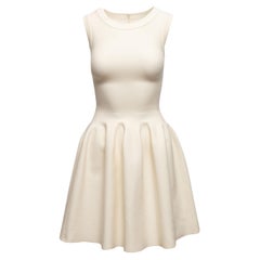 Cream Alaia Sleeveless Fit & Flare Dress