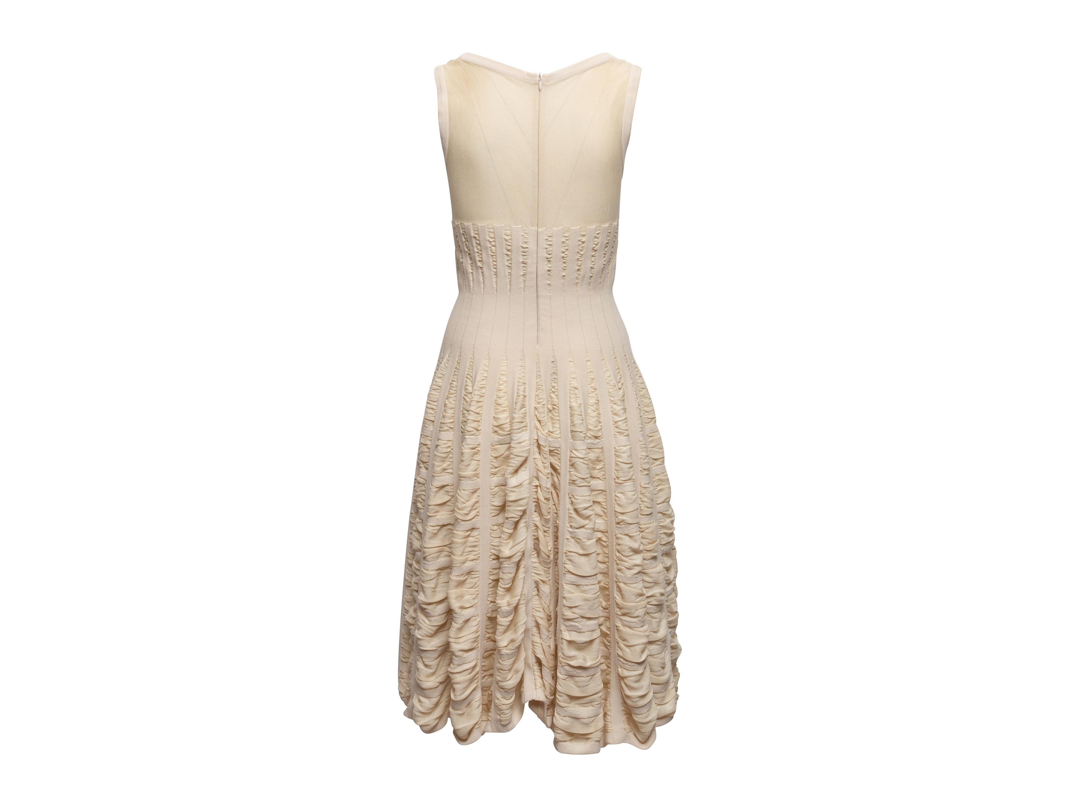 Cream Alaia Sleeveless Ruched Dress In Good Condition In New York, NY