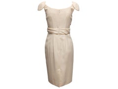 Cream Alexander McQueen Cap Sleeve Wool Dress
