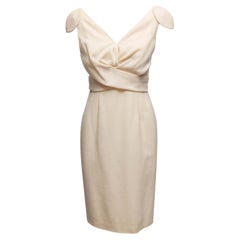 Cream Alexander McQueen Cap Sleeve Wool Dress