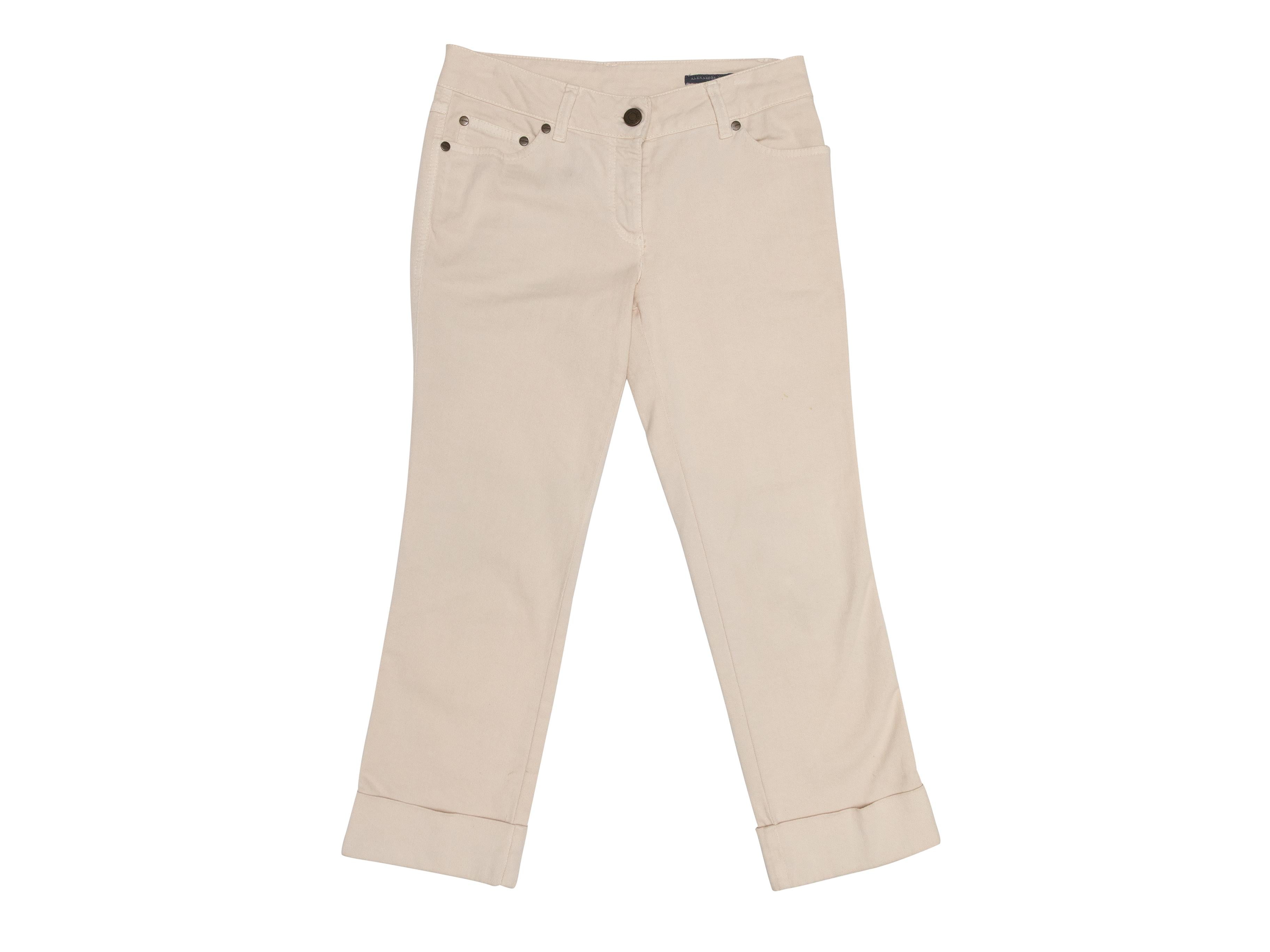 Beige Cream Alexander McQueen Cropped Jeans Size IT 38 For Sale