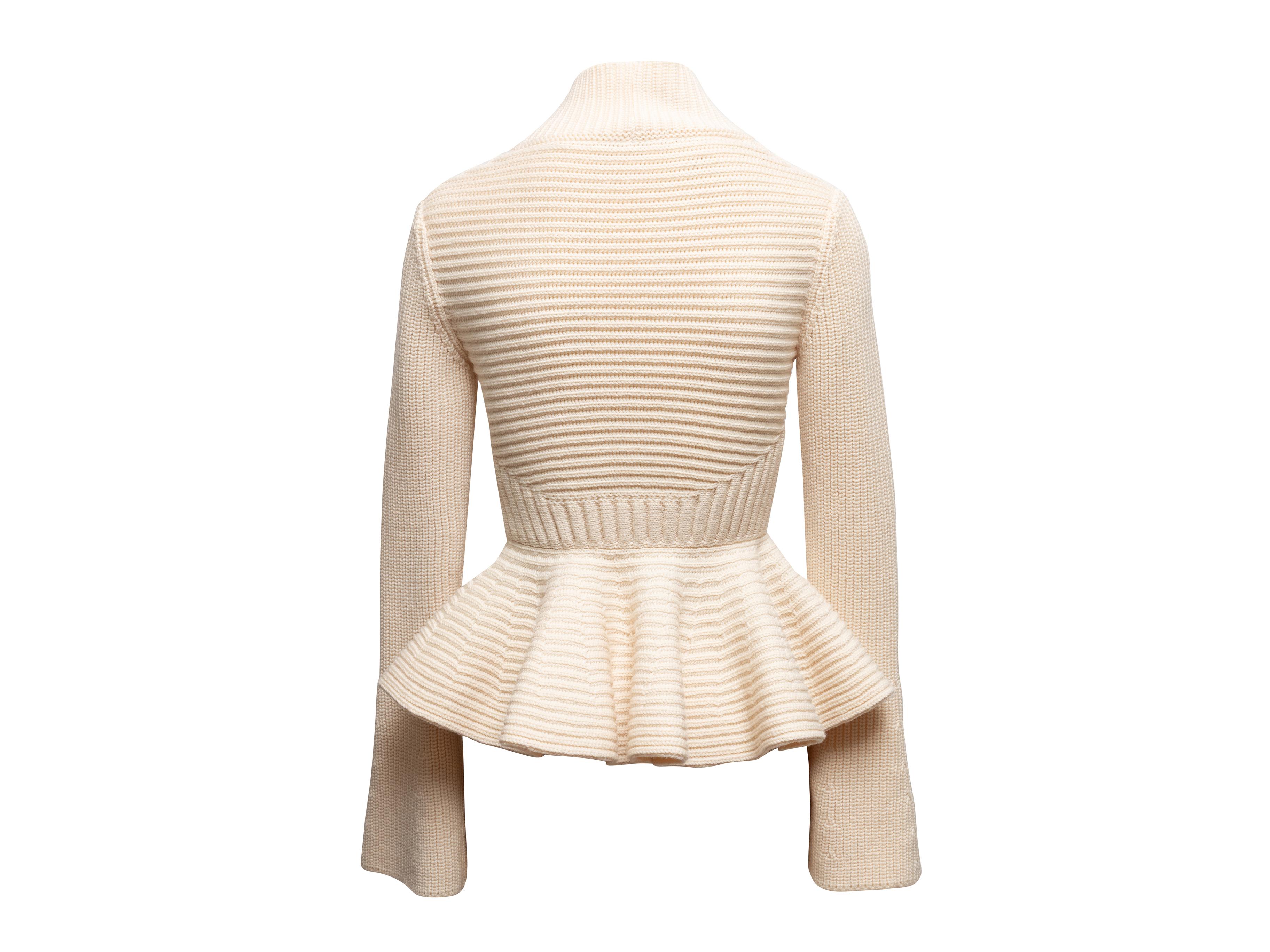 Pull péplum en maille crème Alexander McQueen Taille US XS Bon état - En vente à New York, NY