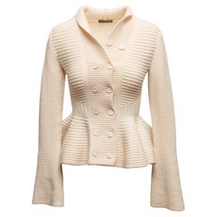 Cream Alexander McQueen Knit Peplum Sweater Size US XS