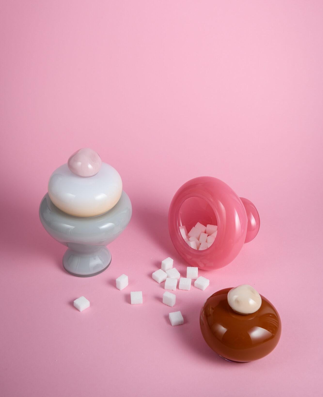 Danish Cream, Almond and Pink Bon Bon Sugar Bowl by Helle Mardahl