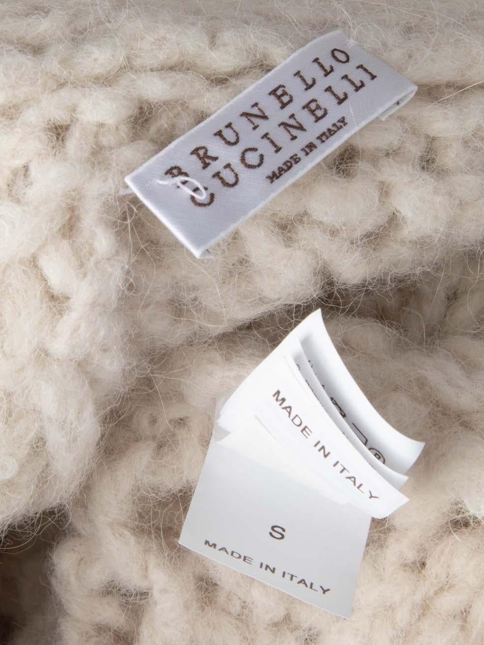 Women's Cream Alpaca Chunky Knit Long Cardigan Size S
