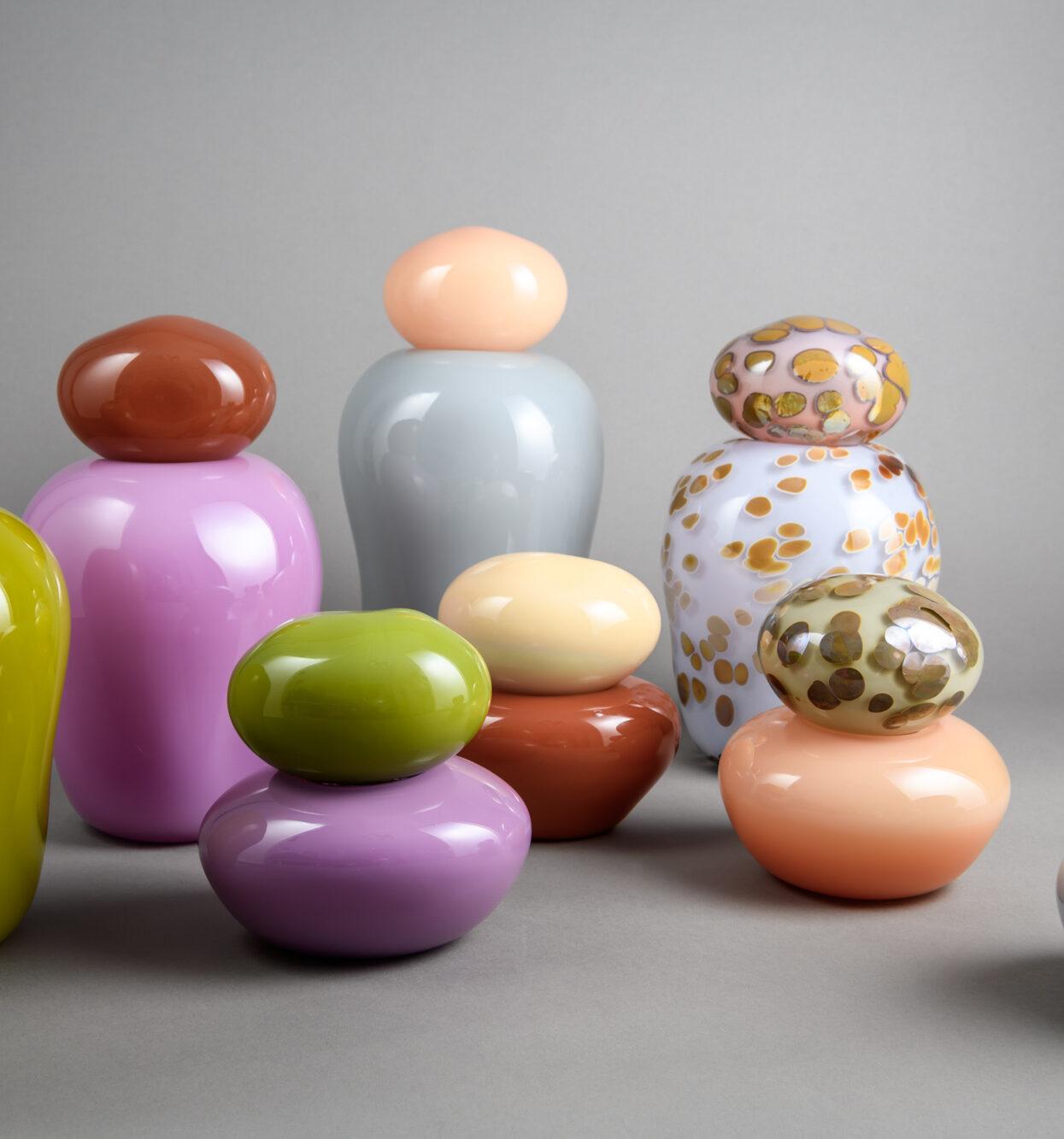 Post-Modern Cream and Almond Bonbonniere vase by Helle Mardahl