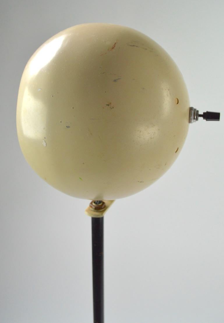 20th Century Cream and Black Ball Shade Floor Lamp by Sonneman