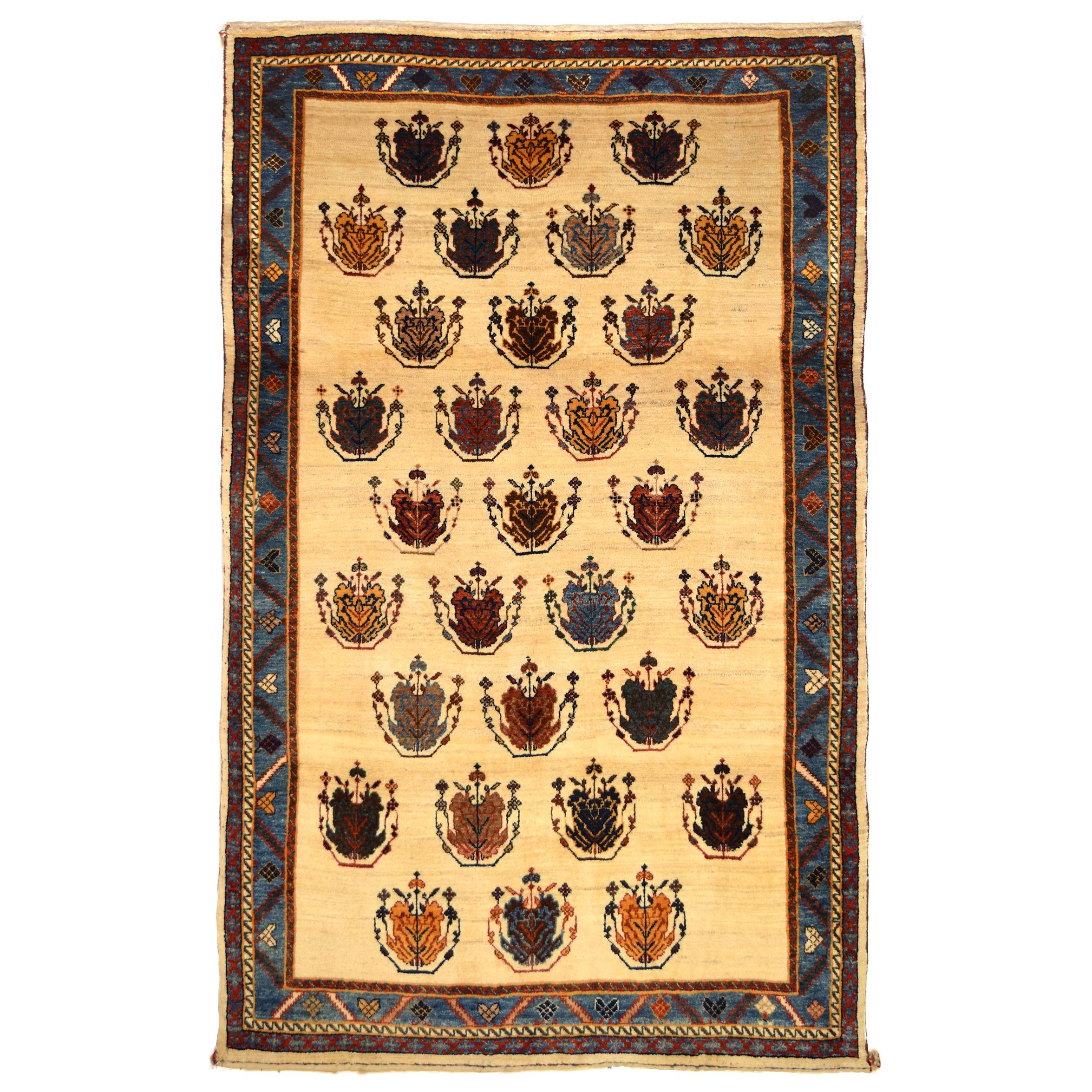 Vintage Persian Kashkouli Tribal Rug, Flower Motifs, 4x6