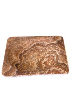Cream and Brown Center Small Rectangular Onyx Tray, Brazil, Contemporary