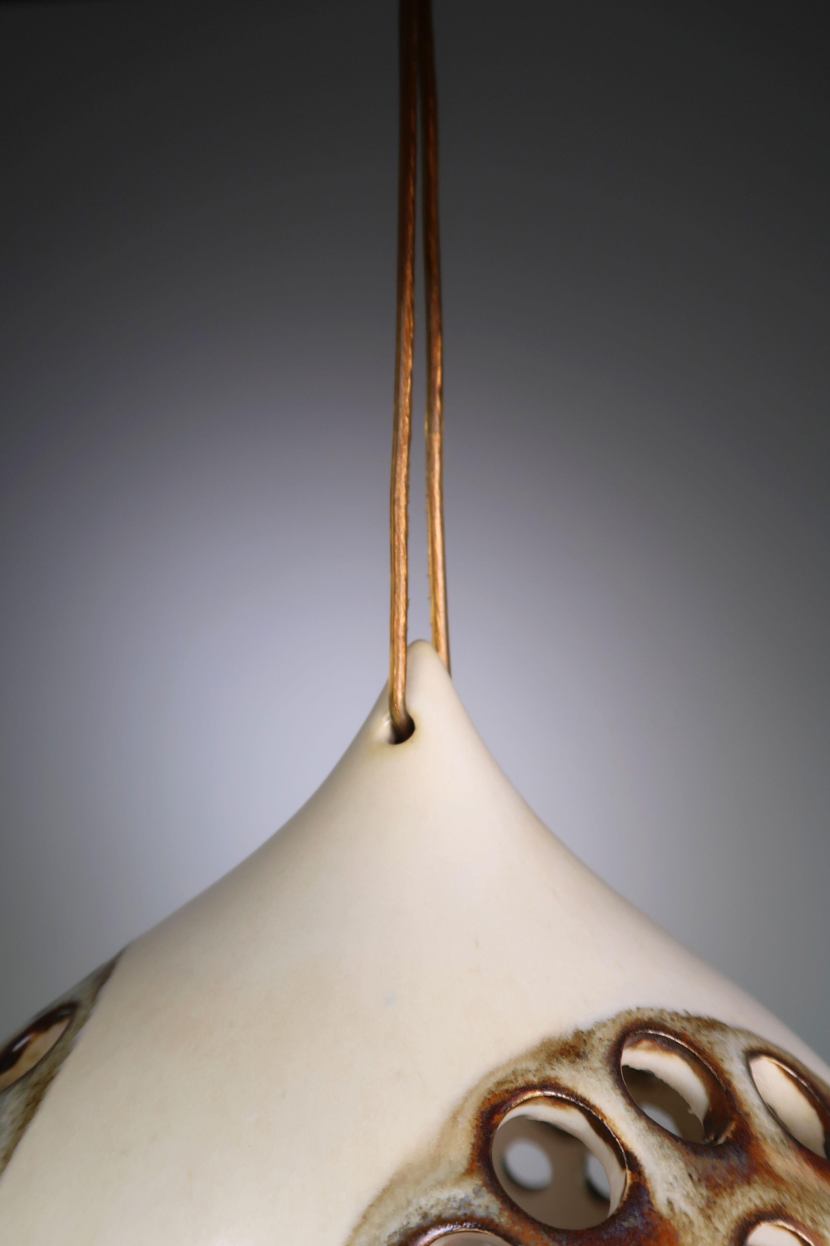 Lanterne suspendue en grès couleur terre, Joseph Simon, Danemark, années 1960 en vente 3