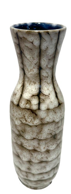 Cream And Brown Dimple Texture Ceramic Vase, Hungary, 1940s