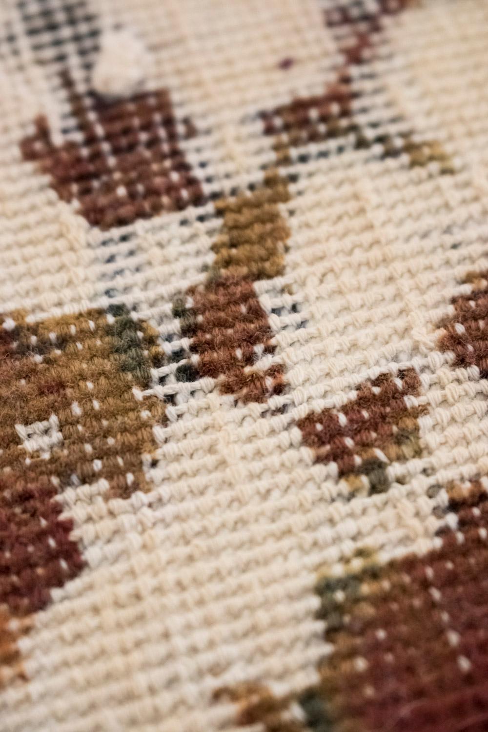 Wool Cream and Brown Persian Carpet, Unique Piece