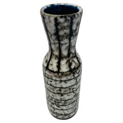 Cream And Brown Vertical Detail Top Ceramic Vase, Hungary, 1940s