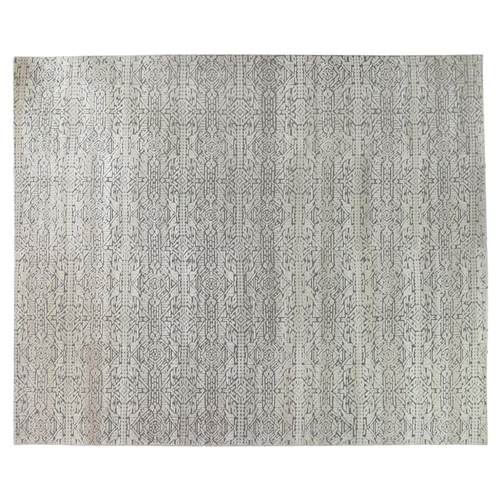 Cream and Charcoal Cut and Loop Area Rug