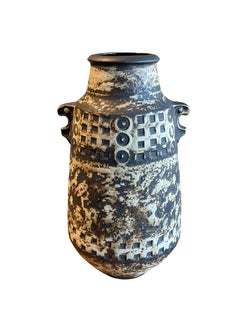 Cream and Chocolate Textured Large Two Handled Vase, Germany, 1960s