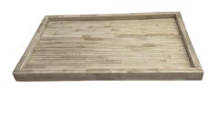 Contemporary Indian Bone Tray with Etched Gold Lines, 18x12 Inches