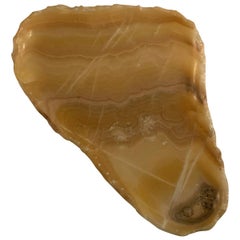 Cream and Gold Color Free Form Shape Onyx Tray, Mexico, Contemporary