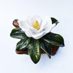 Cream and Green Ceramic Magnolia Flower