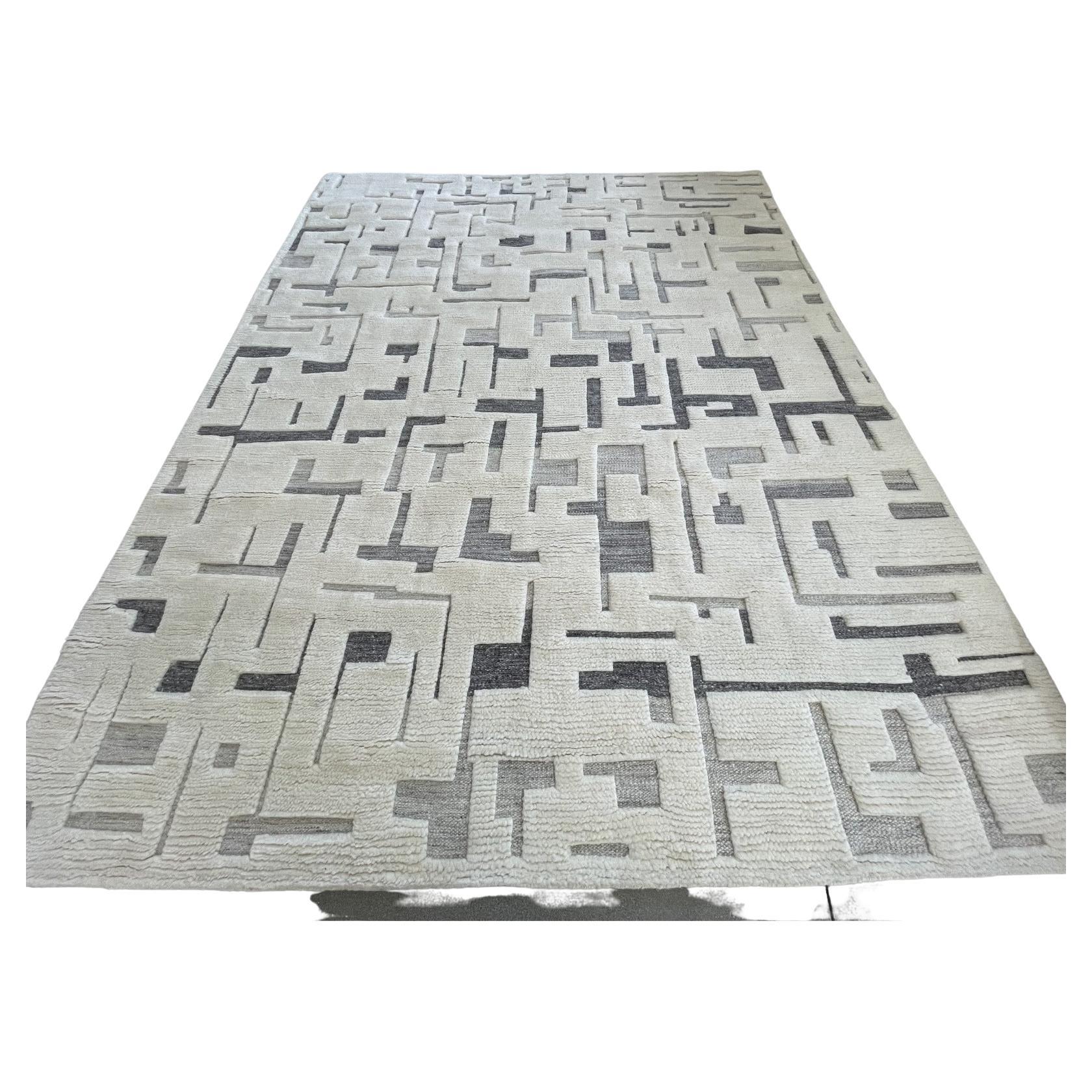 Grey and Cream Diamonds Wool Area Rug For Sale at 1stDibs cream