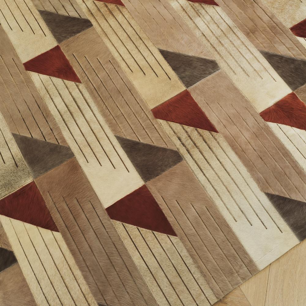 Pakistano Tappeto personalizzabile a strisce, linee e triangoli color crema, grigio e rossiccio. in vendita