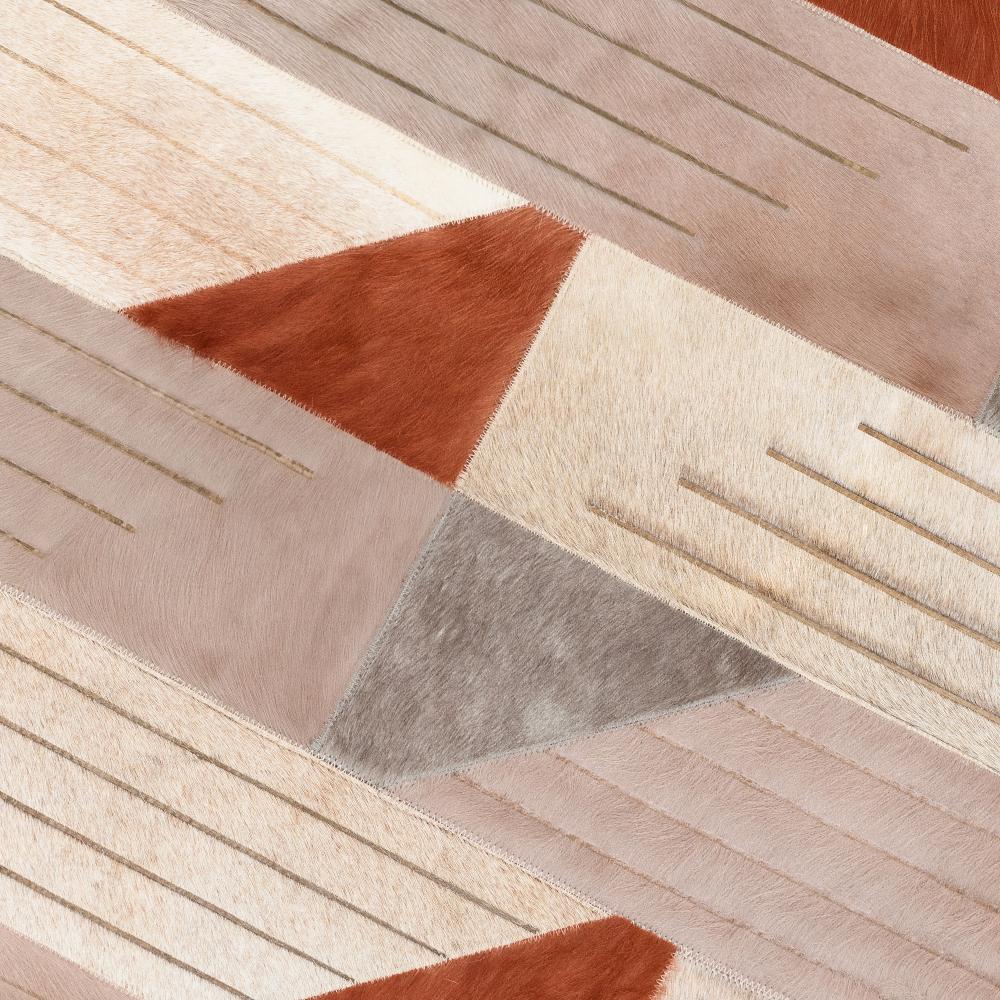 Vacchetta Tappeto personalizzabile a strisce, linee e triangoli color crema, grigio e rossiccio. in vendita