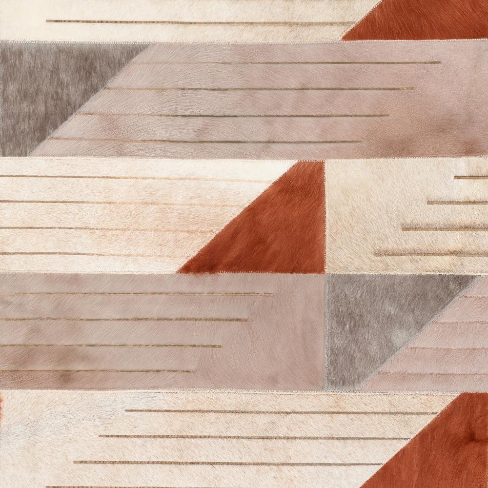 XXI secolo e contemporaneo Tappeto personalizzabile a strisce, linee e triangoli color crema, grigio e rossiccio, di dimensioni XXL. in vendita