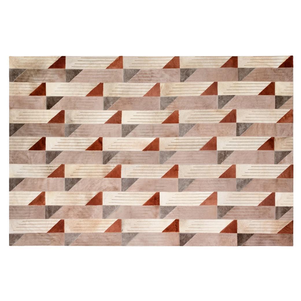 Stripes, Lines and Triangles Cream, Gray and Rost Customizable Rug XXLarge