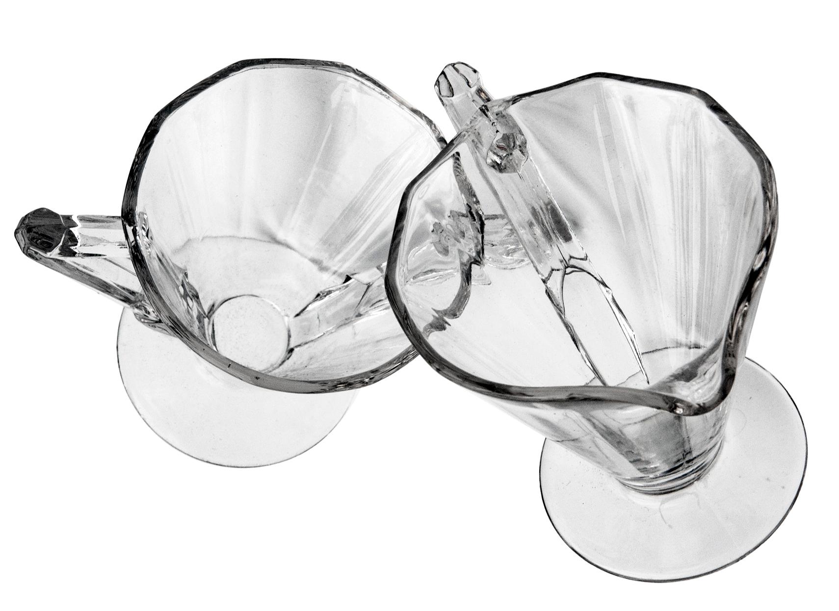 Vintage Art Deco transparent sugar & creamer by Cambridge with 