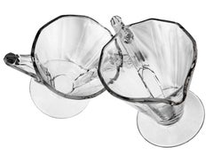 Cambridge Art Deco Glass Sugar & Creamer Set, Decagon Handles, 1920s