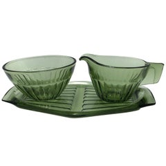 Cream and Sugar Set in Silvergreen by Copier Leerdam, 1930s