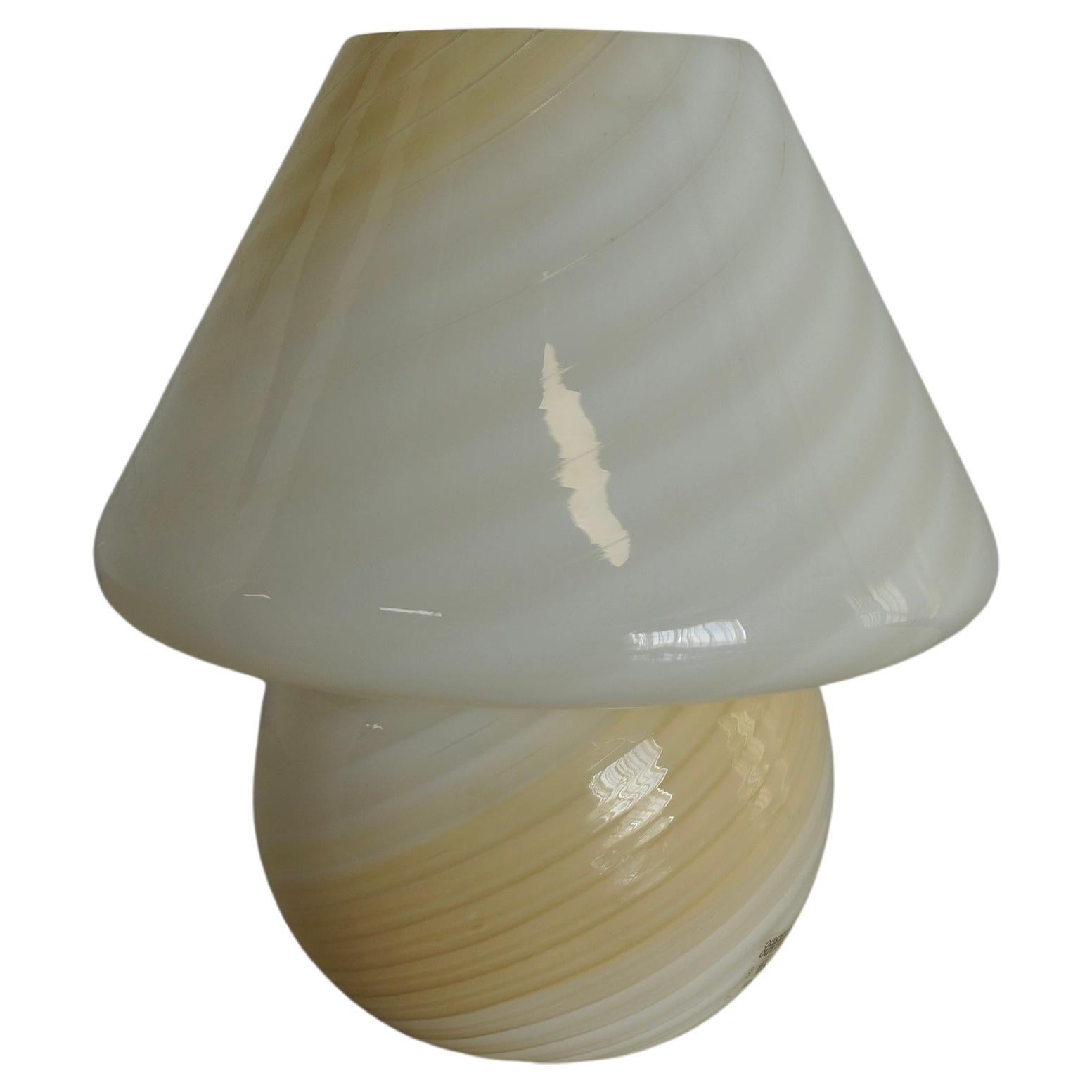 Cream And White Murano Art Glass Mushroom Lamp 