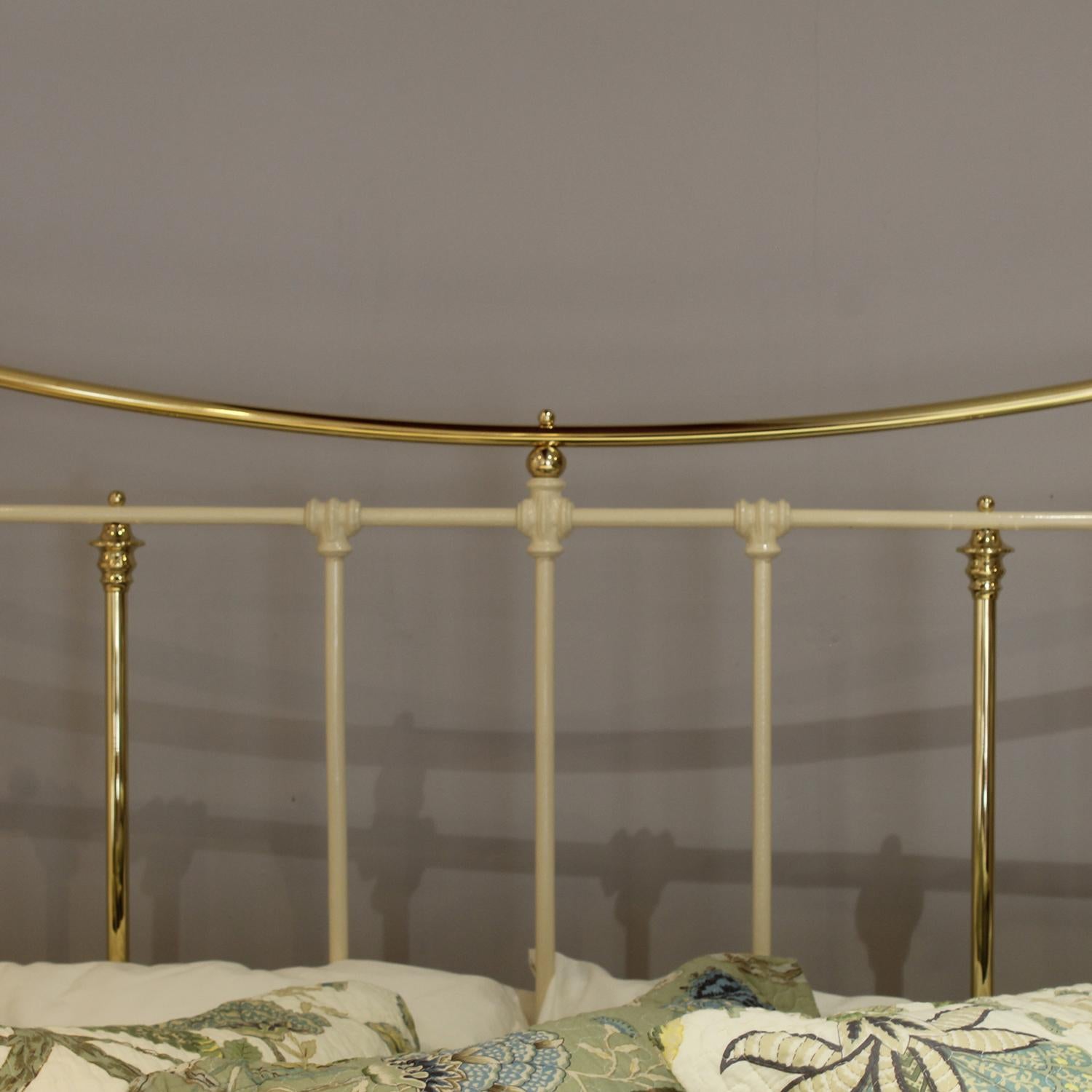Cast Cream Antique Brass and Iron Platform Bed MK307