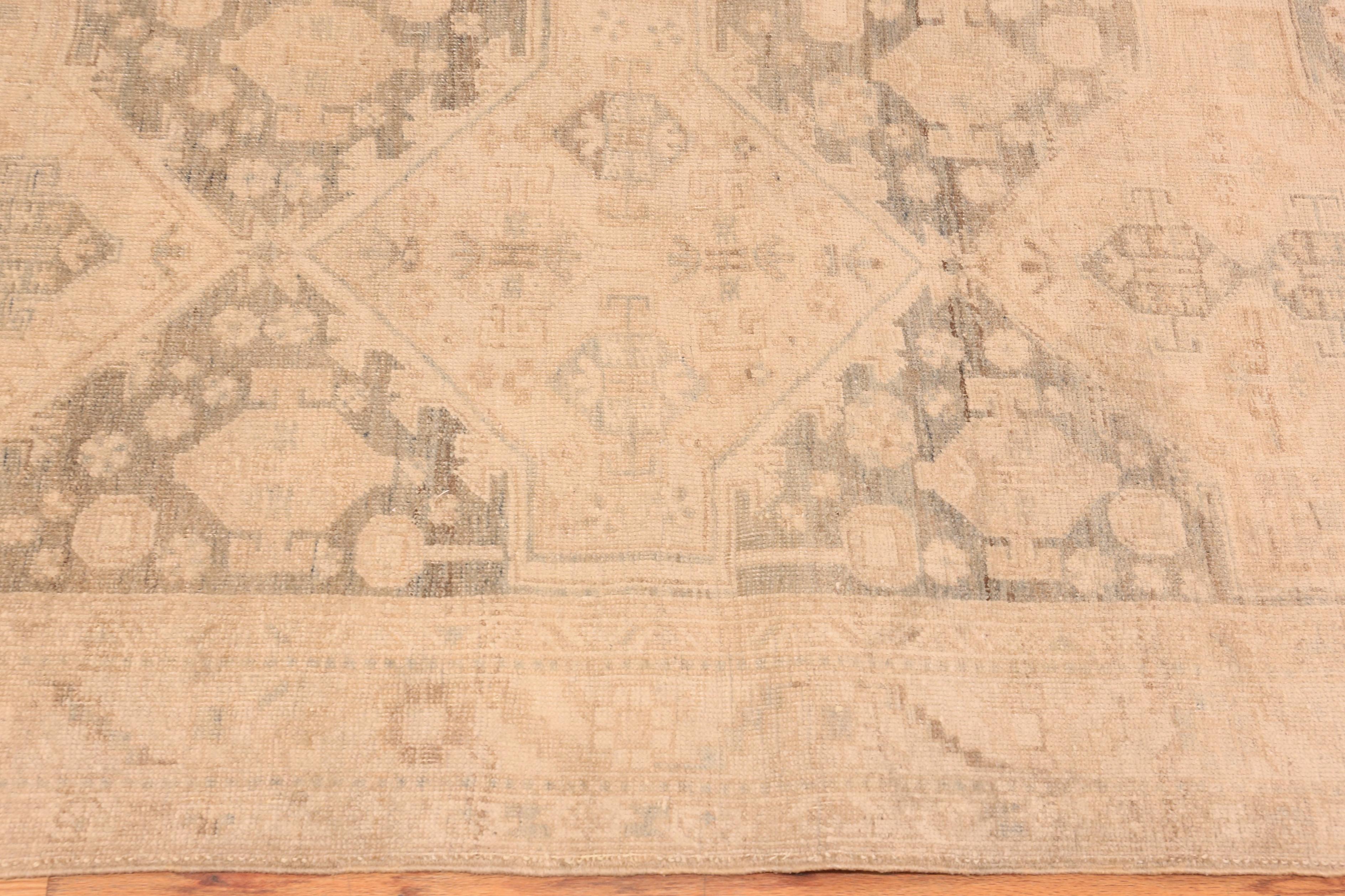 Hand-Knotted Cream Antique Persian Bidjar Runner Rug 3 ft 7 in x 10 ft 10 in (1.09 m x 3.3 m)