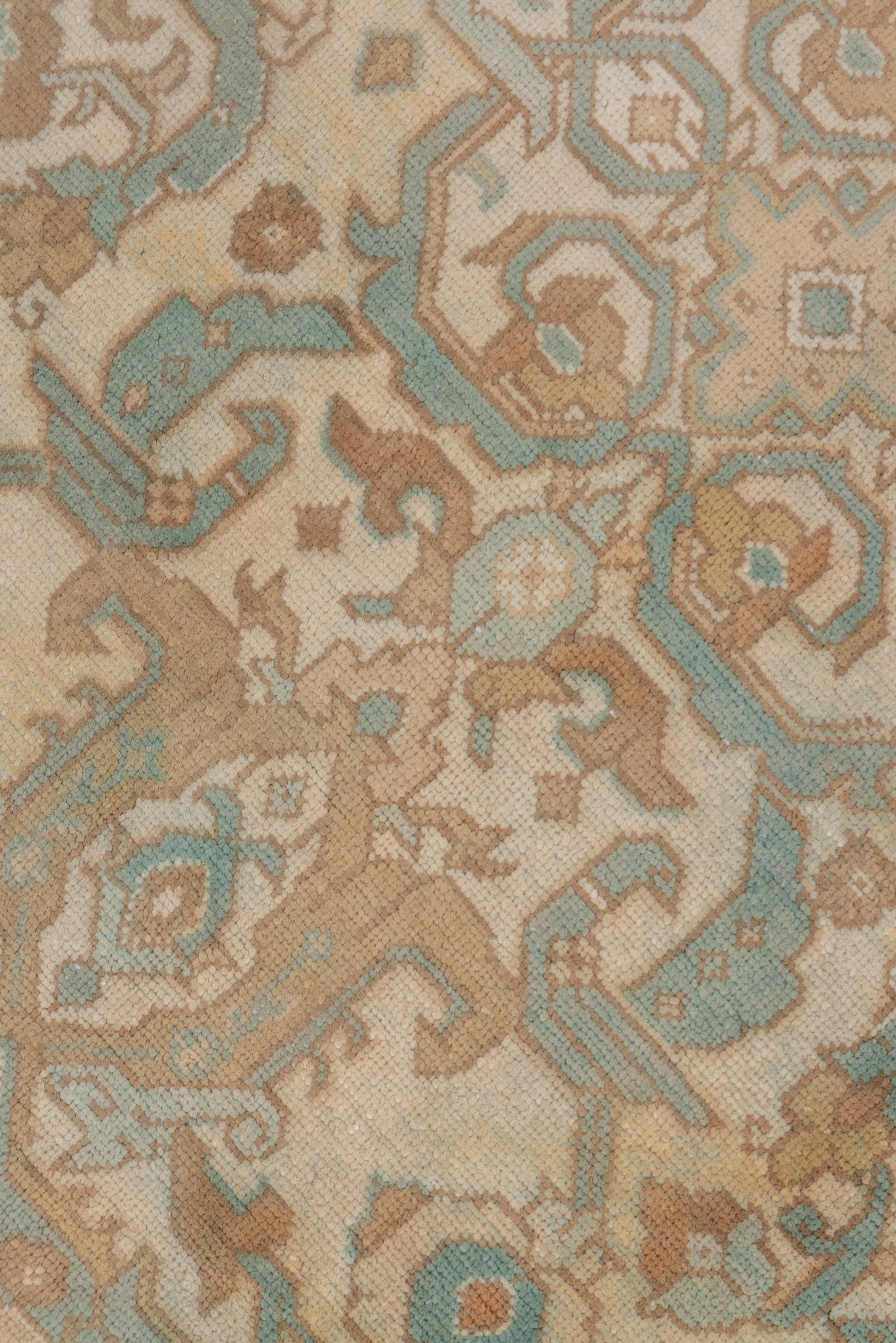 Cream & Aqua Blue Turkish Sivas Scatter Rug, circa 1930s In Good Condition In New York, NY