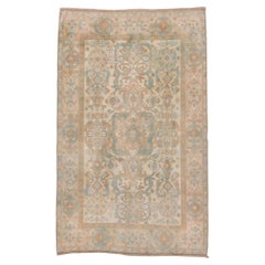 Cream & Aqua Blue Turkish Sivas Scatter Rug, circa 1930s